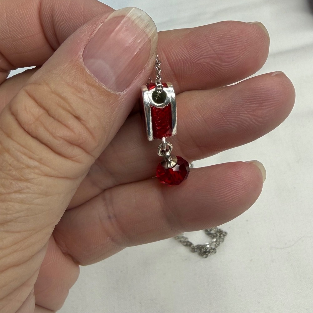 Red Heart Necklace Made With Swarovski Crystals Silver Tone Romantic Jewelry - Picture 5 of 5